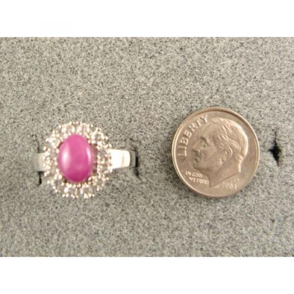 HALO LINDE LINDY PINK STAR SAPPHIRE CREATED RUBY SECOND RING STAINLESS STEEL #5 image