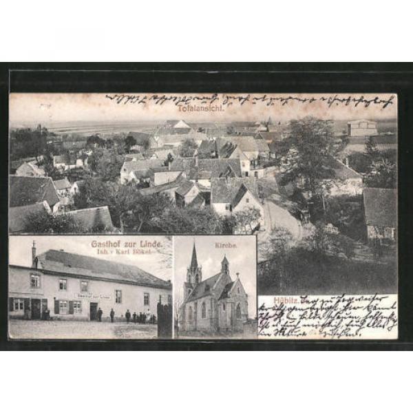alte AK Hübitz, Gasthof zur Linde, Kirche, Ortspanorama #1 image