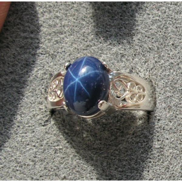 10x8mm 3+ CT LINDE LINDY CORNFLOWER BLUE STAR SAPPHIRE CREATED 2nd RING SS #1 image
