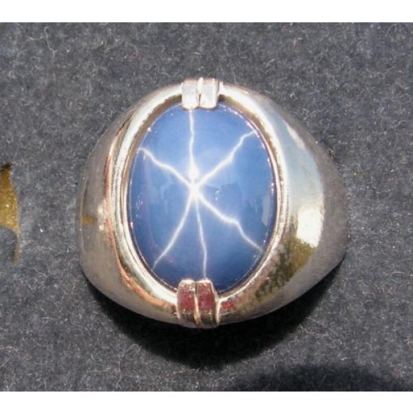 MENS 16X12mm 9+ CT LINDE LINDY CRNFLWR BLUE STAR SAPPHIRE CREATED SECOND RING SS #1 image