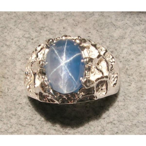 6+ CT PMP LINDE LINDY TRANS CEYLON BLUE STAR SAPPHIRE CREATED FF RING .925 SS #1 image
