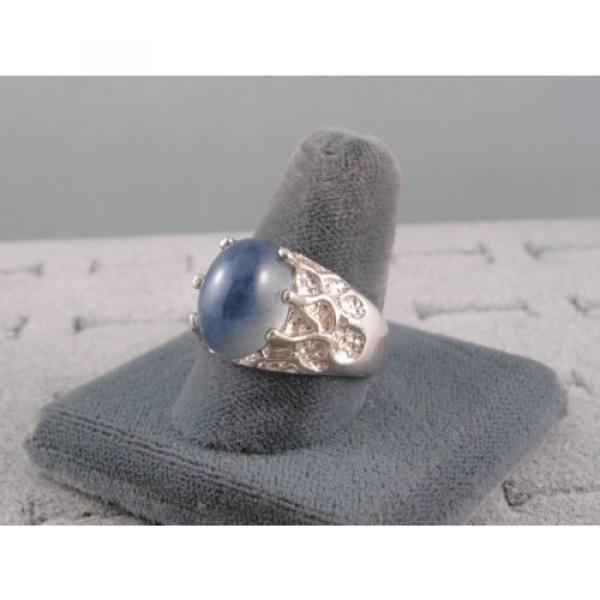 6+ CT PMP LINDE LINDY TRANS CEYLON BLUE STAR SAPPHIRE CREATED FF RING .925 SS #4 image