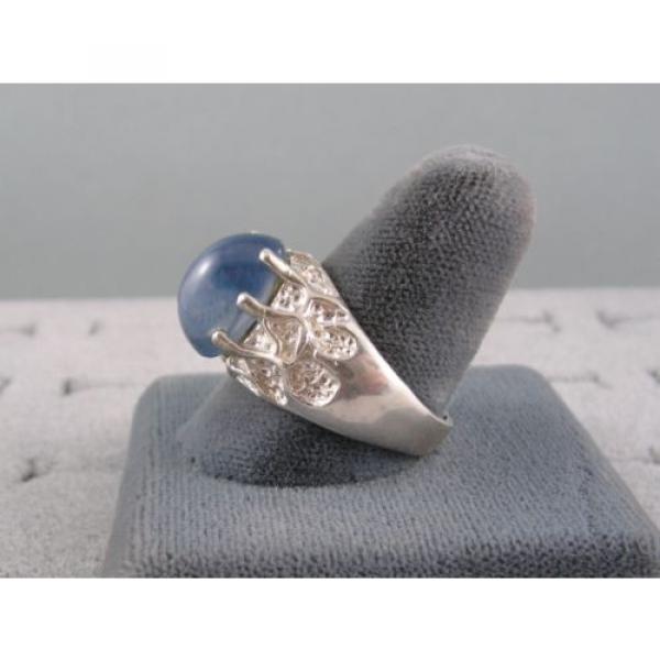 6+ CT PMP LINDE LINDY TRANS CEYLON BLUE STAR SAPPHIRE CREATED FF RING .925 SS #5 image