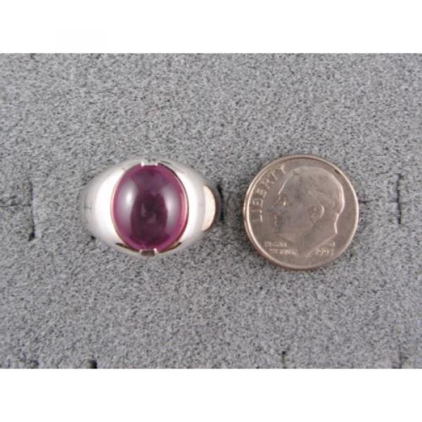 PMP LINDE LINDY TRANS RED STAR RUBY CREATED SAPPHIRE RING RHODIUM PLATE .925 SS #3 image