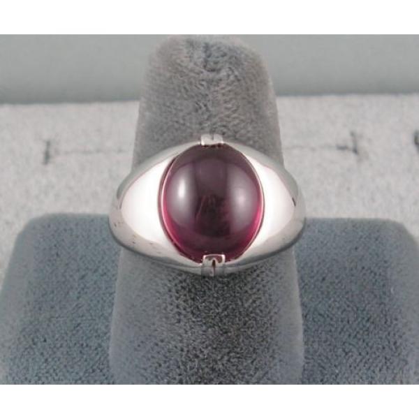 PMP LINDE LINDY TRANS RED STAR RUBY CREATED SAPPHIRE RING RHODIUM PLATE .925 SS #5 image