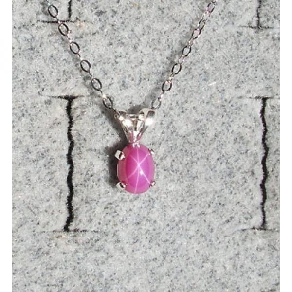 VINTAGE LINDE LINDY PINK STAR RUBY CREATED SAPPHIRE PENDANT CHAIN .925 SS #1 image