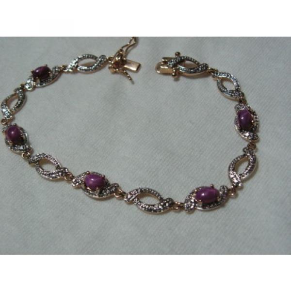 ...Beautiful Gold Vermeil,Linde/Lindy Ruby Star Sapphires Bracelet... #3 image