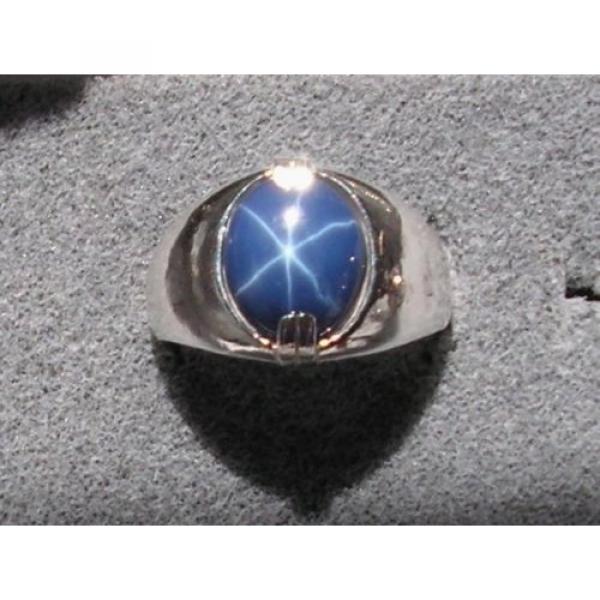 MEN&#039;S 12x10mm 5+ CT LINDE LINDY CRNFLR BLUE STAR SAPPHIRE CREATED SECOND RING SS #1 image