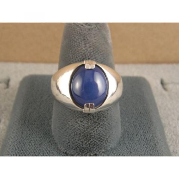 MEN&#039;S 12x10mm 5+ CT LINDE LINDY CRNFLR BLUE STAR SAPPHIRE CREATED SECOND RING SS #2 image