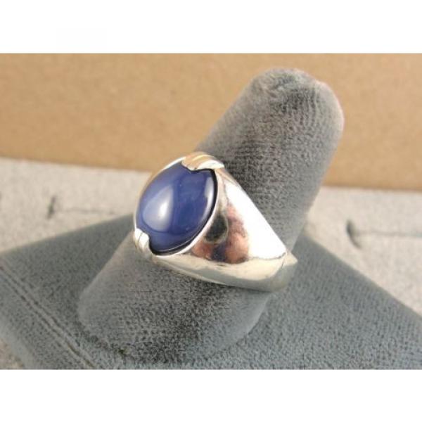 MEN&#039;S 12x10mm 5+ CT LINDE LINDY CRNFLR BLUE STAR SAPPHIRE CREATED SECOND RING SS #3 image