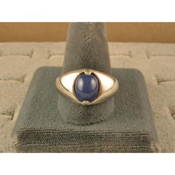 MEN&#039;S 10x8mm 3+ CT LINDE LINDY CRNFLWR BLUE STAR SAPPHIRE CREATED SECOND RING SS #2 image
