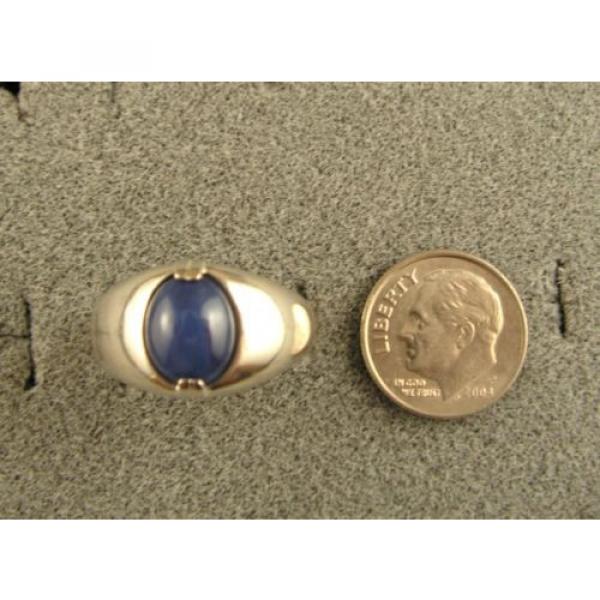 MEN&#039;S 10x8mm 3+ CT LINDE LINDY CRNFLWR BLUE STAR SAPPHIRE CREATED SECOND RING SS #4 image