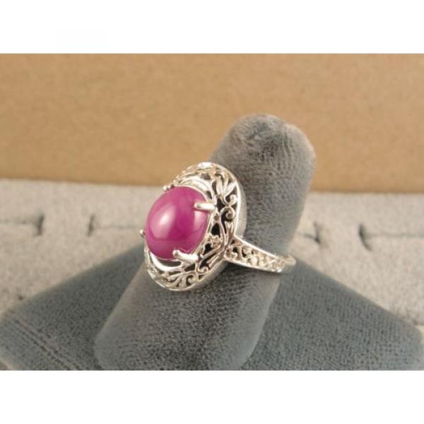 10x8mm 3+ CT LINDE LINDY PINK STAR SAPPHIRE CREATED RUBY SECOND RING .925 SS #3 image