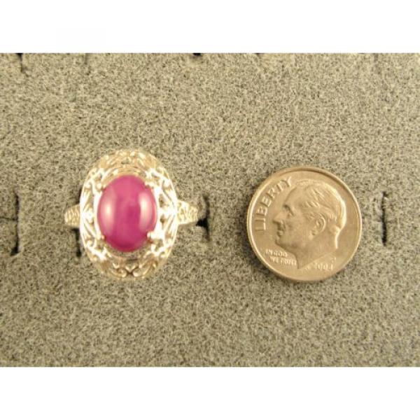 10x8mm 3+ CT LINDE LINDY PINK STAR SAPPHIRE CREATED RUBY SECOND RING .925 SS #4 image