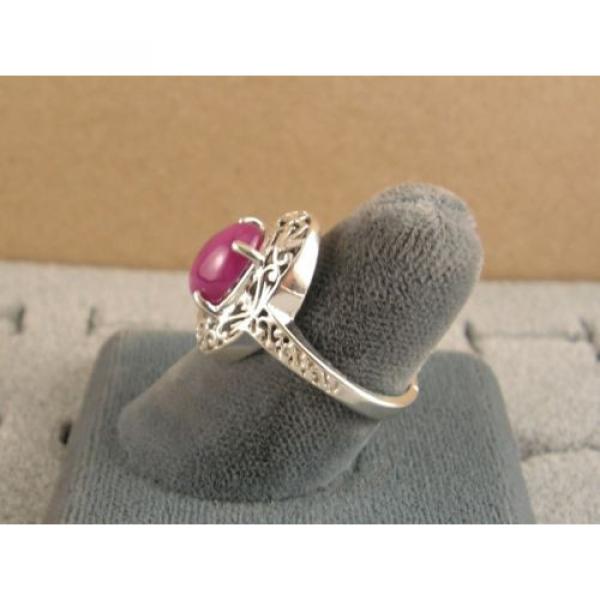 10x8mm 3+ CT LINDE LINDY PINK STAR SAPPHIRE CREATED RUBY SECOND RING .925 SS #5 image