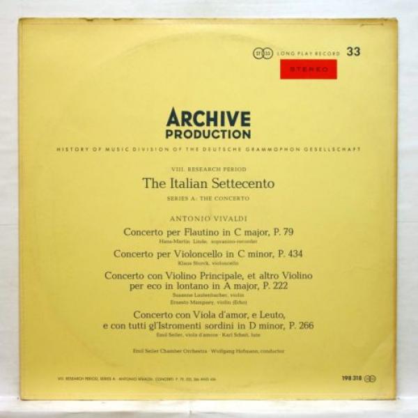 EMIL SEILER, LINDE - VIVALDI the italian settecento ARCHIV SAPM Orig LP EX++ #2 image