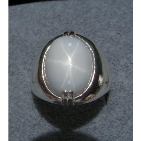 MENS 16X12mm 9+ CT LINDE LINDY WHITE STAR SAPPHIRE CREATED SECOND RING SS #1 image