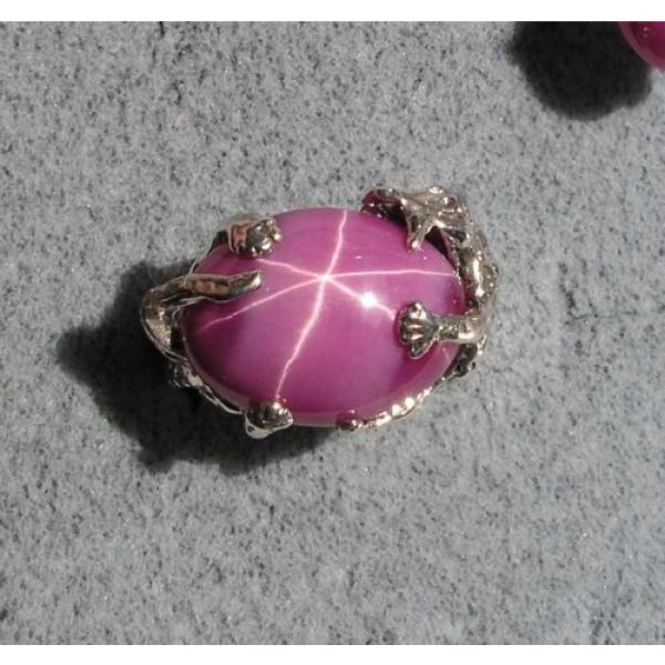 UNISEX 18X13MM 12+ CT LINDE LINDY PINK STAR SAPPHIRE CREATED RUBY SECOND RING SS #1 image