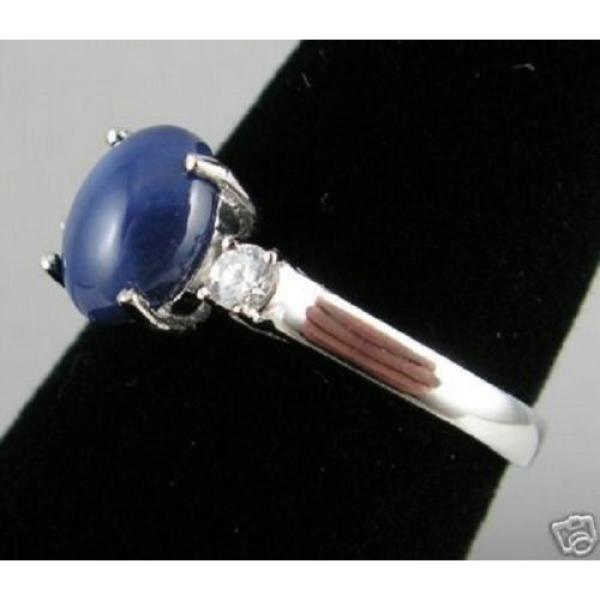 8X6MM LINDE LINDY CORNFLOWER BLUE STAR SAPPHIRE CREATED 2ND RD PLT .925 S/S RING #2 image