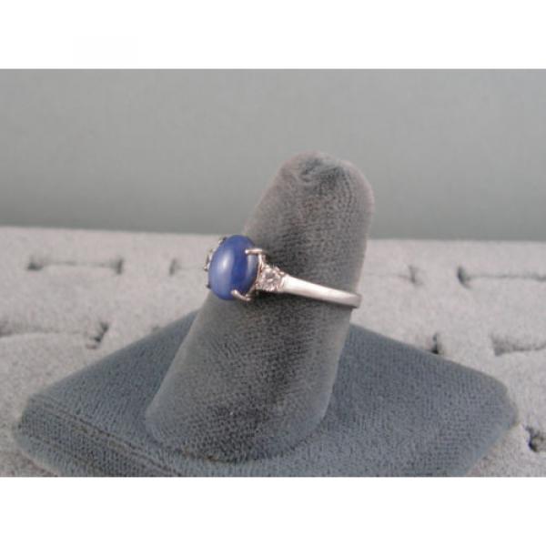 8X6MM LINDE LINDY CORNFLOWER BLUE STAR SAPPHIRE CREATED 2ND RD PLT .925 S/S RING #4 image