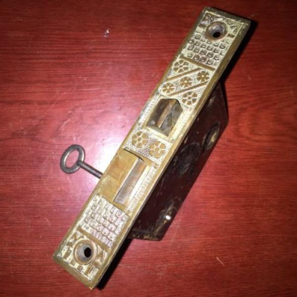 Antique VICTORIAN Eastlake F. C Linde Style Lock With Skeleton Key #5 image