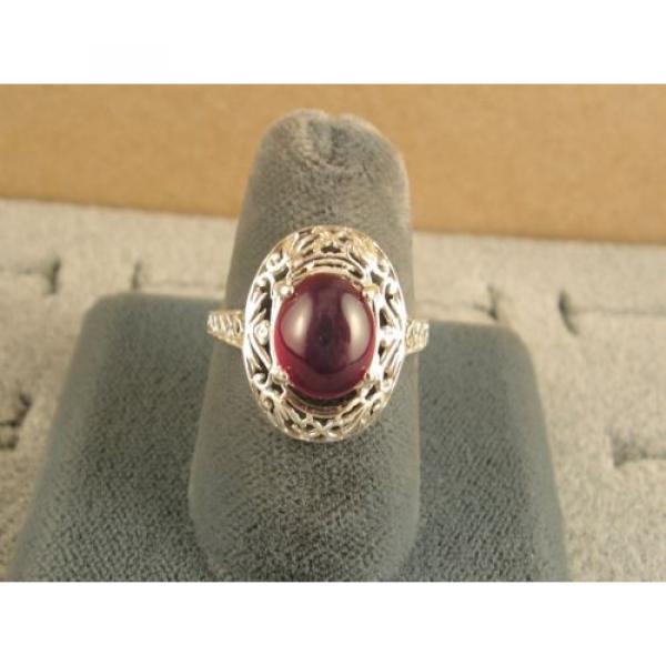 10x8mm 3+ CT LINDE LINDY TRNSPARNT RED STAR SAPPHIRE CREATED RUBY SECOND RING SS #2 image
