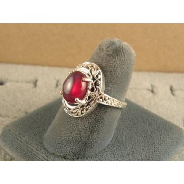 10x8mm 3+ CT LINDE LINDY TRNSPARNT RED STAR SAPPHIRE CREATED RUBY SECOND RING SS #3 image