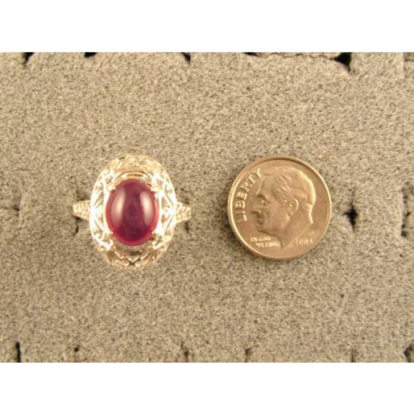 10x8mm 3+ CT LINDE LINDY TRNSPARNT RED STAR SAPPHIRE CREATED RUBY SECOND RING SS #4 image