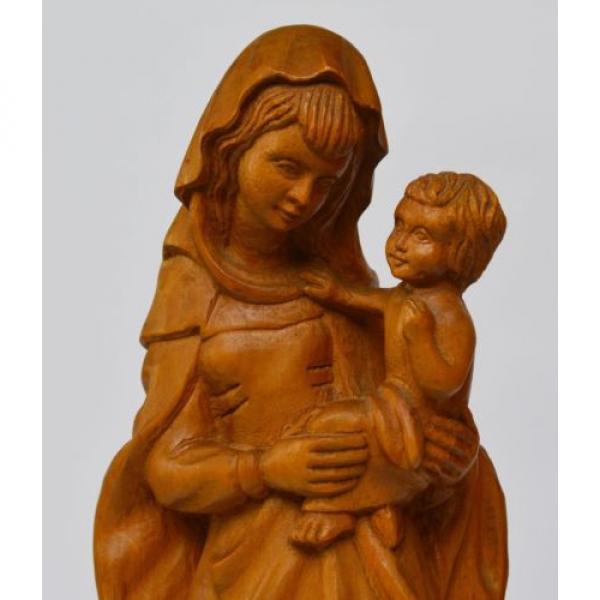 Skulptur Holz Linde handgeschnitzt Maria Muttergottes Madonna mit Kind H. 37 cm #2 image