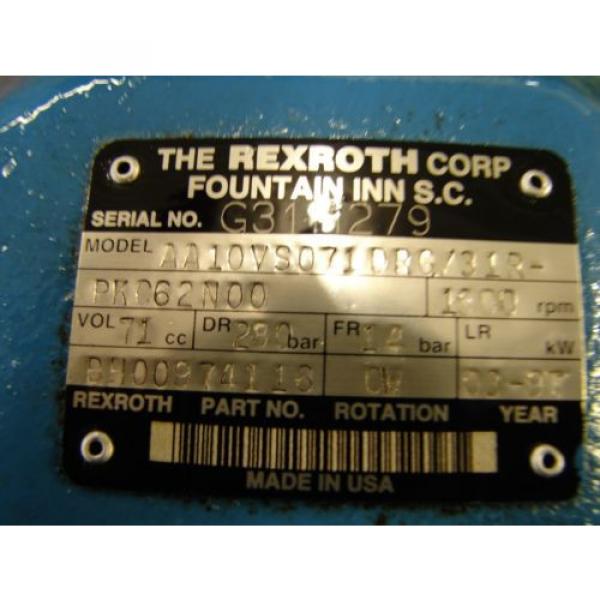 Rexroth Hydraulic Variable Displacement Axial Piston pumps AA10VS071DRG/31R PKC62 #10 image