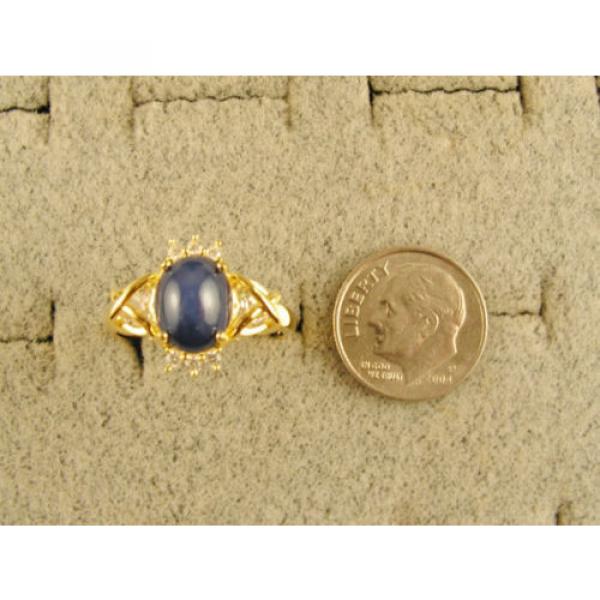 VINTAGE SIGNED LINDE LINDY CF BLUE STAR SAPPHIRE CREATED CAP HRT RING YGP.925 SS #3 image