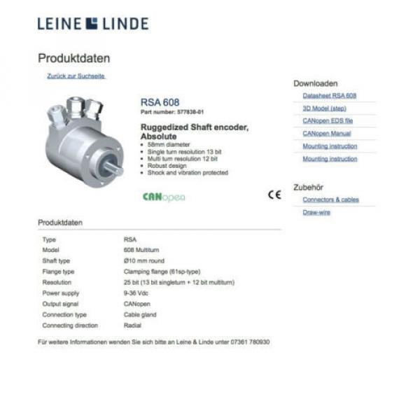 Leine &amp; Linde RSA 608 Part number 577838-01 CAN OPEN In Dubai/UAE RSA 6O8 RSA6-8 #1 image
