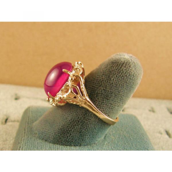 PMP LINDE LINDY TRANS HOT PINK STAR SAPPHIRE CREATED SOLID 10K YELLOW GOLD RING #5 image