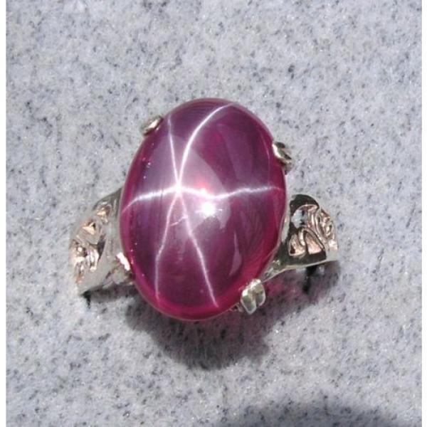 16X12MM 9+CT LINDE LINDY RED STAR SAPPHIRE CREATED RUBY SECOND Q RING .925 SS #1 image