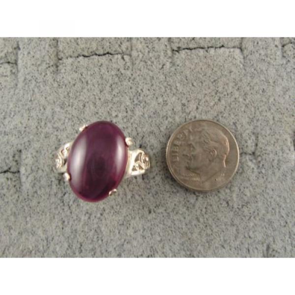 16X12MM 9+CT LINDE LINDY RED STAR SAPPHIRE CREATED RUBY SECOND Q RING .925 SS #2 image