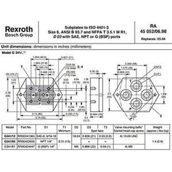 Rexroth Bosch Group G341/01 RR00424447 Hydraulic Valve Subplate, G BSP 1/4 #1 image