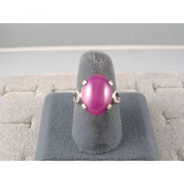 16X12MM 9+CT LINDE LINDY PINK STAR SAPPHIRE CREATED RUBY SECOND RING .925 SS #2 image