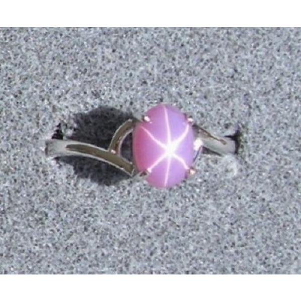 VINTAGE LINDE LINDY DUSKY ROSE STAR SAPPHIRE CREATED BYPASS RING RD PLT .925 SS #1 image