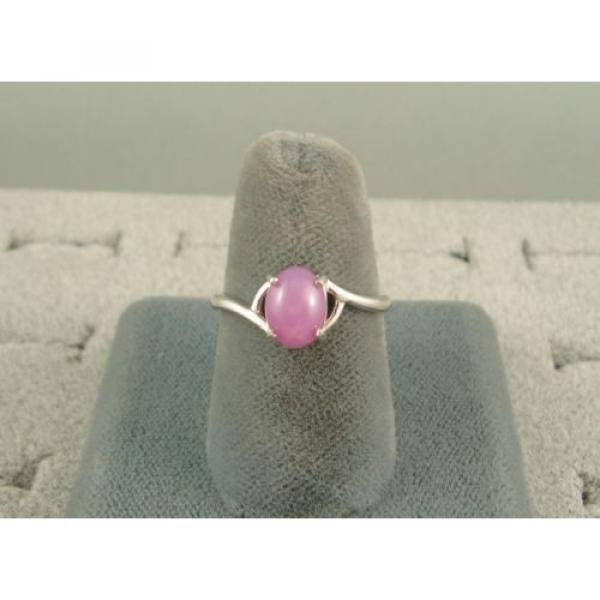 VINTAGE LINDE LINDY DUSKY ROSE STAR SAPPHIRE CREATED BYPASS RING RD PLT .925 SS #4 image