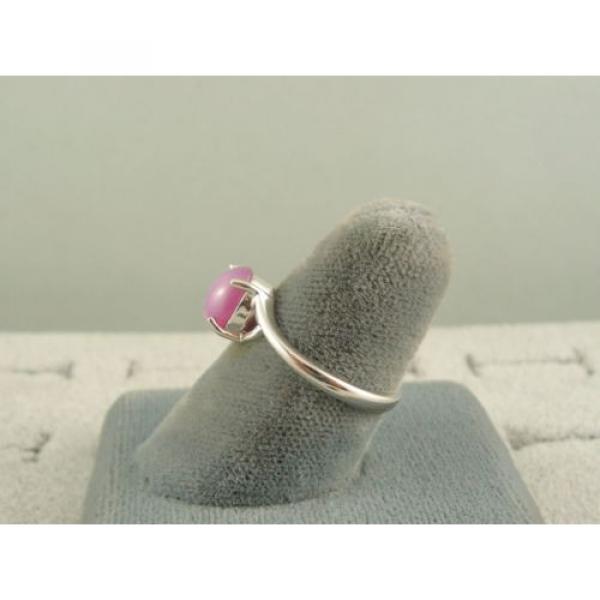 VINTAGE LINDE LINDY DUSKY ROSE STAR SAPPHIRE CREATED BYPASS RING RD PLT .925 SS #5 image