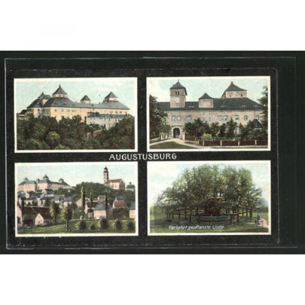 schöne AK Augustusburg, Panorama, Schloss &amp; verkehrt gepflanzte Linde 1908 #1 image