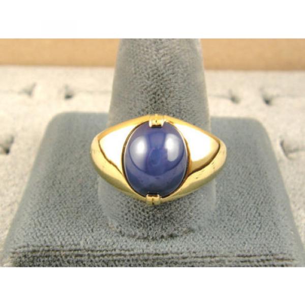 VINTAGE LINDE LINDY CORNFLOWER BLUE STAR SAPPHIRE CREATED RING  YG PLATE .925 SS #2 image