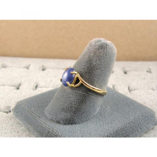 VINTAGE LINDE LINDY CORNFLOWER BLUE STAR SAPPHIRE CREATED RING SOLID 14K YL GOLD #2 image