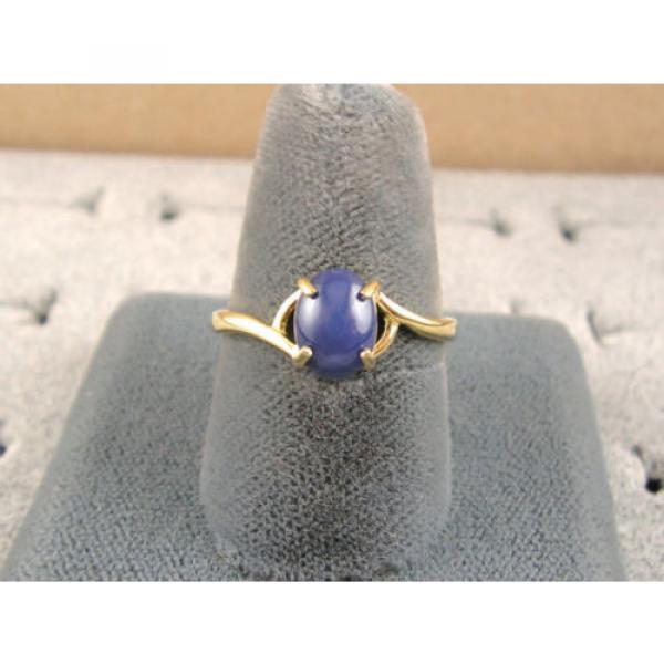 VINTAGE LINDE LINDY CORNFLOWER BLUE STAR SAPPHIRE CREATED RING SOLID 14K YL GOLD #3 image