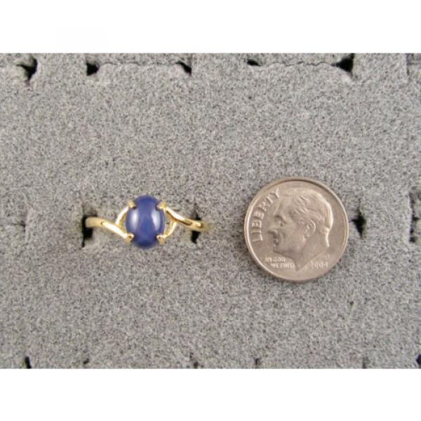 VINTAGE LINDE LINDY CORNFLOWER BLUE STAR SAPPHIRE CREATED RING SOLID 14K YL GOLD #4 image