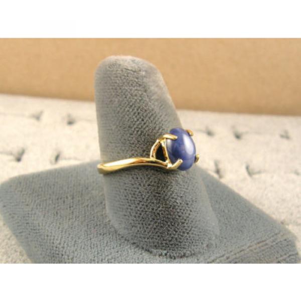 VINTAGE LINDE LINDY CORNFLOWER BLUE STAR SAPPHIRE CREATED RING SOLID 14K YL GOLD #5 image