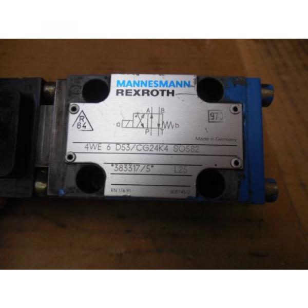 Rexroth Mannesmann Hydraulic Valve 4WE 6 D53/CG24K4 SO582 Used #3 image