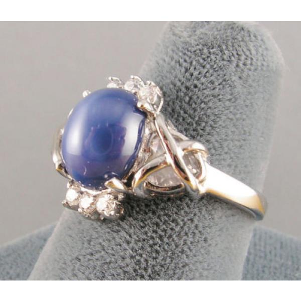 VINTAGE SIGNED LINDE LINDY CF BLUE STAR SAPPHIRE CREATED C H RING RD PLT .925 SS #3 image