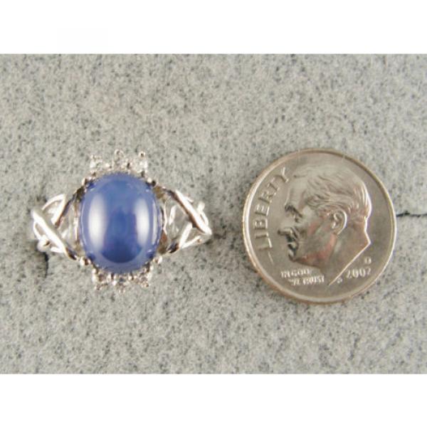 VINTAGE SIGNED LINDE LINDY CF BLUE STAR SAPPHIRE CREATED C H RING RD PLT .925 SS #4 image