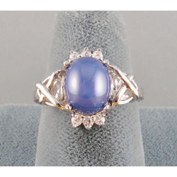 VINTAGE SIGNED LINDE LINDY CF BLUE STAR SAPPHIRE CREATED C H RING RD PLT .925 SS #5 image